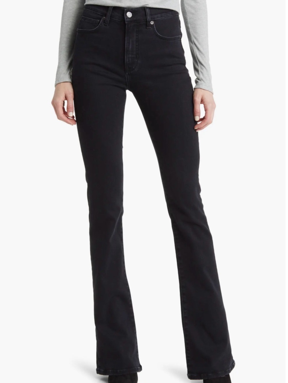 High-Rise Black Flare Jeans for Women